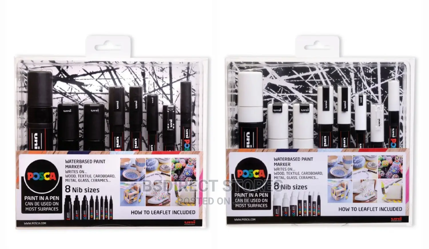 Posca Uni Posca Paintmarker Set 8 Nib Sizes. White Or Black