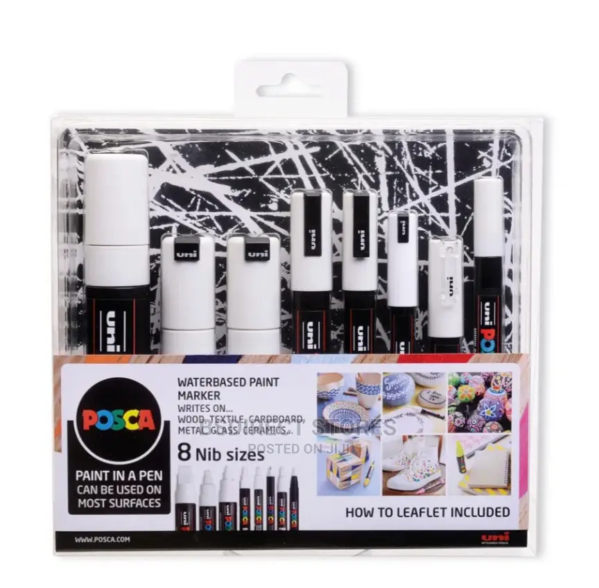 Posca Uni Posca Paintmarker Set 8 Nib Sizes. White Or Black