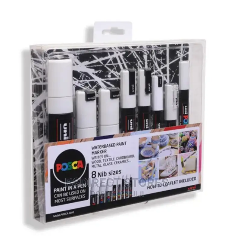 Posca Uni Posca Paintmarker Set 8 Nib Sizes. White Or Black