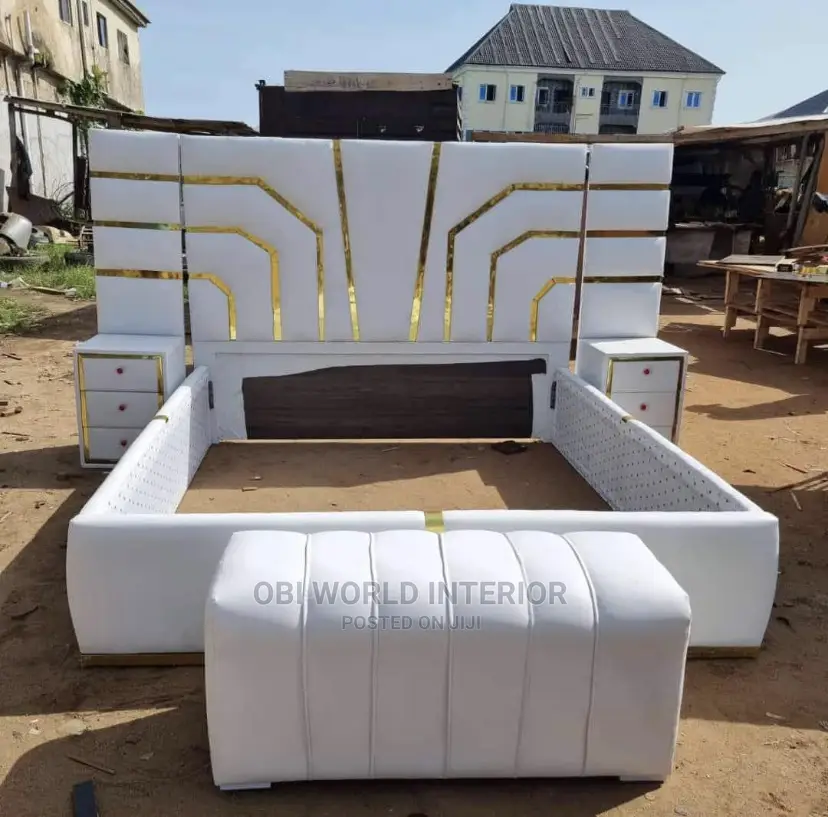 6 by 6 High Back Rest Padded Bedframe With Bedside Drawers.