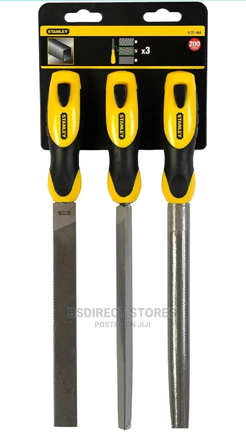 Stanley STA022464 Flat 1/2 Round & 3 Square File Set 3 Piece