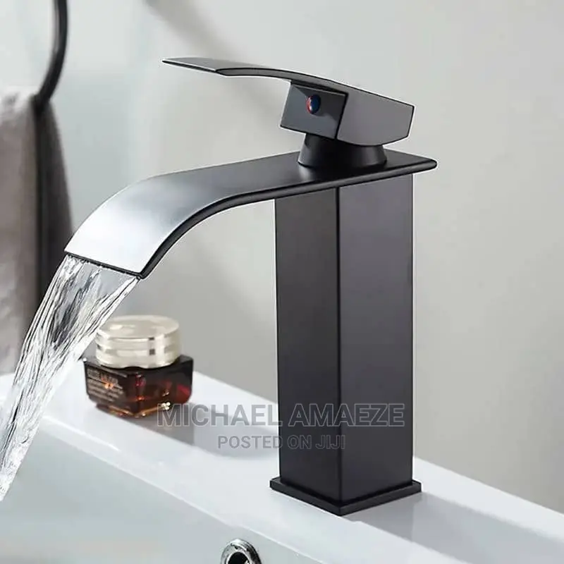 Water Fall Black Basin Mixer Tap