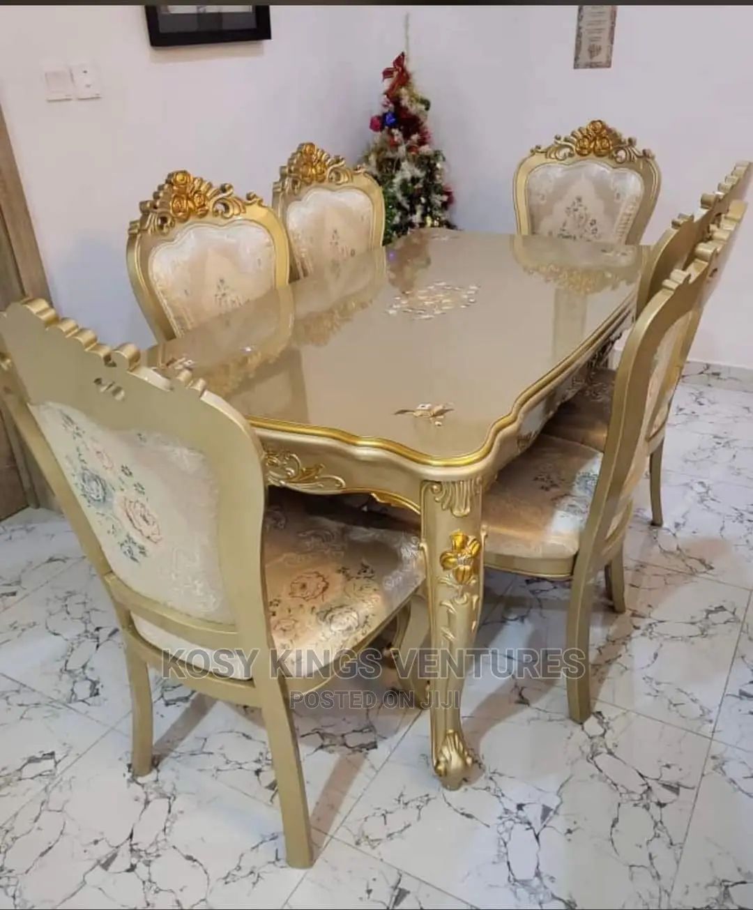 Royal Gold Dinning Set With Six Chairs