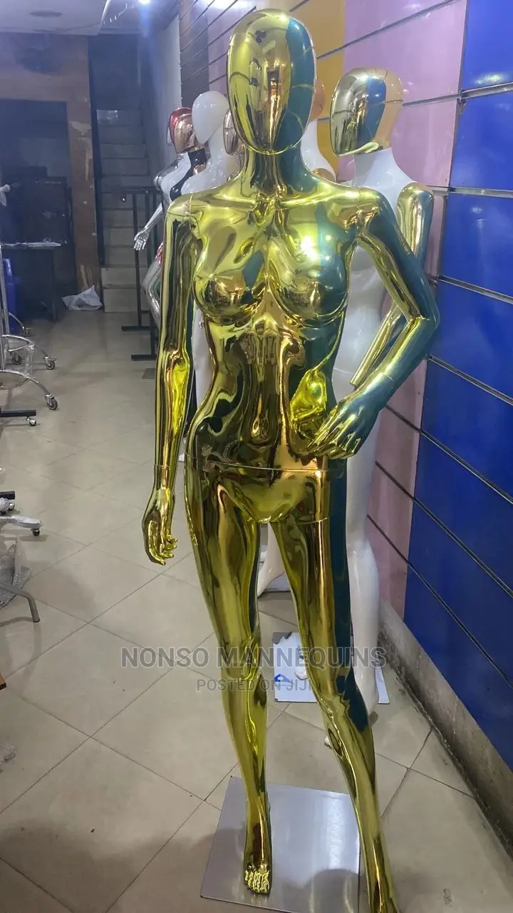 Size 8 Gold Chrome Faceless Female Mannequin