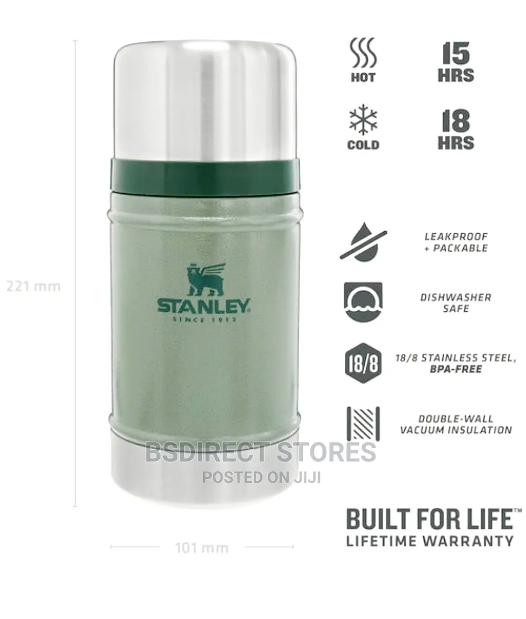 Stanley 700ml Outdoor Food Jar Legendary Green Hammertone