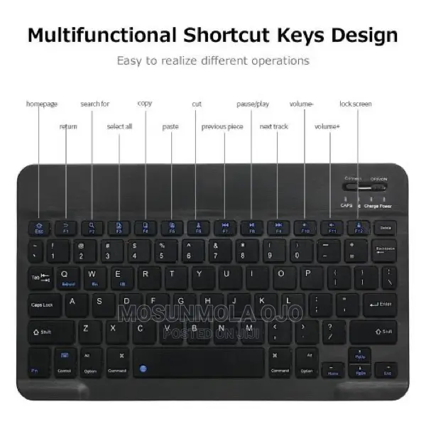 10" BT Rechargeable Mini Keyboard Mouse Combo 78 Keys -black