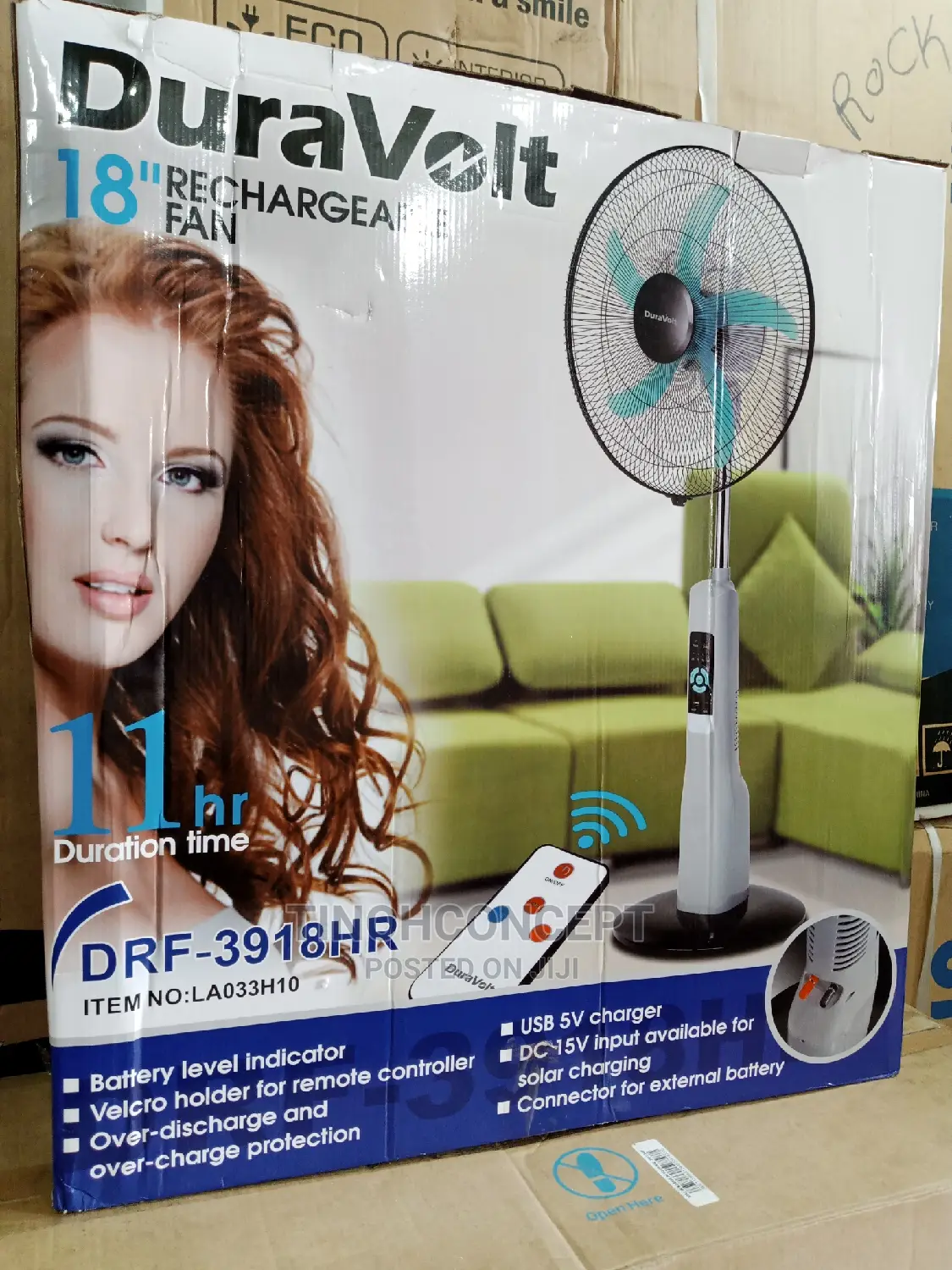 Duravolt Rechargeable Fan 18''
