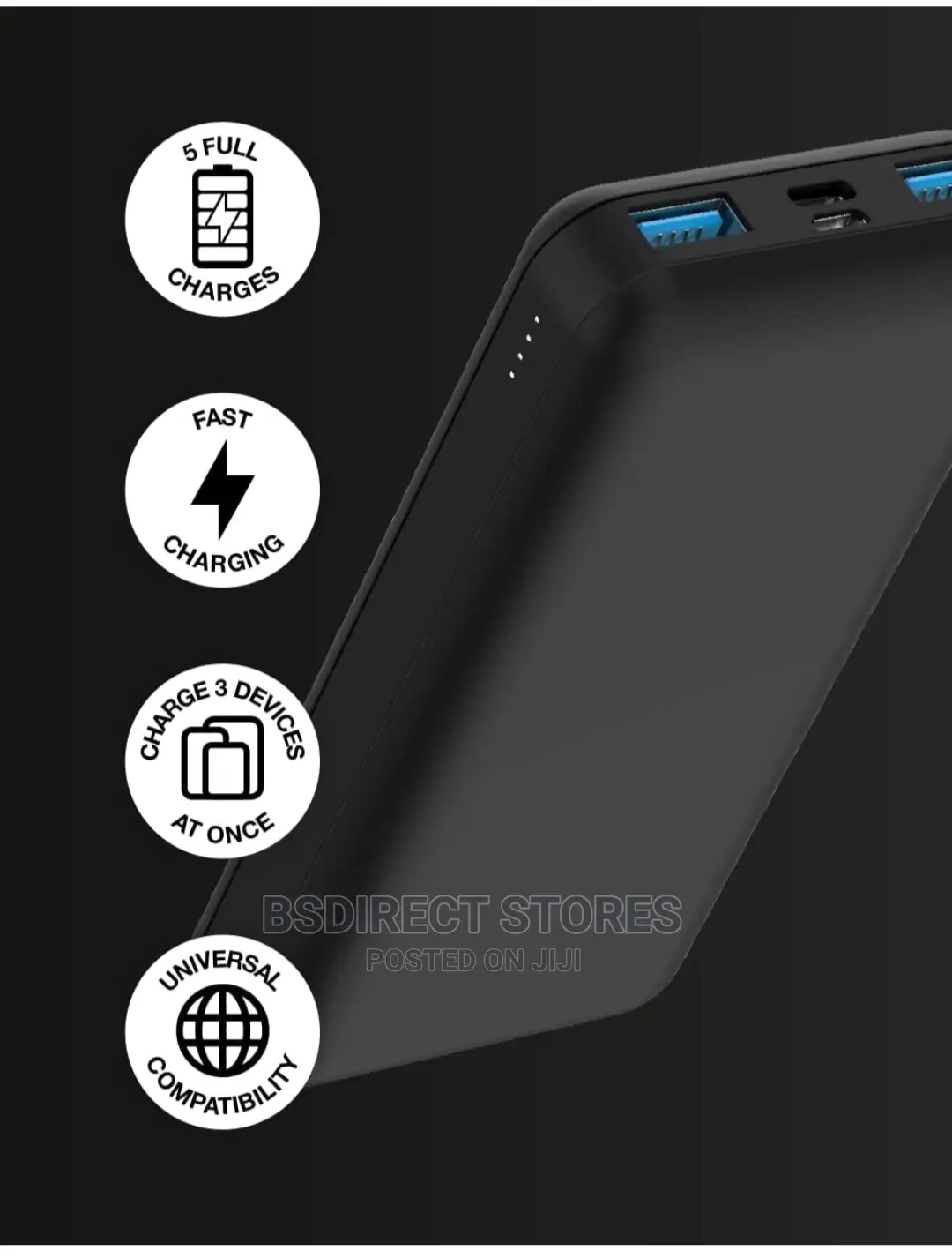 Juice 5 15000mah Portable Fast Charging Power Bank – Black