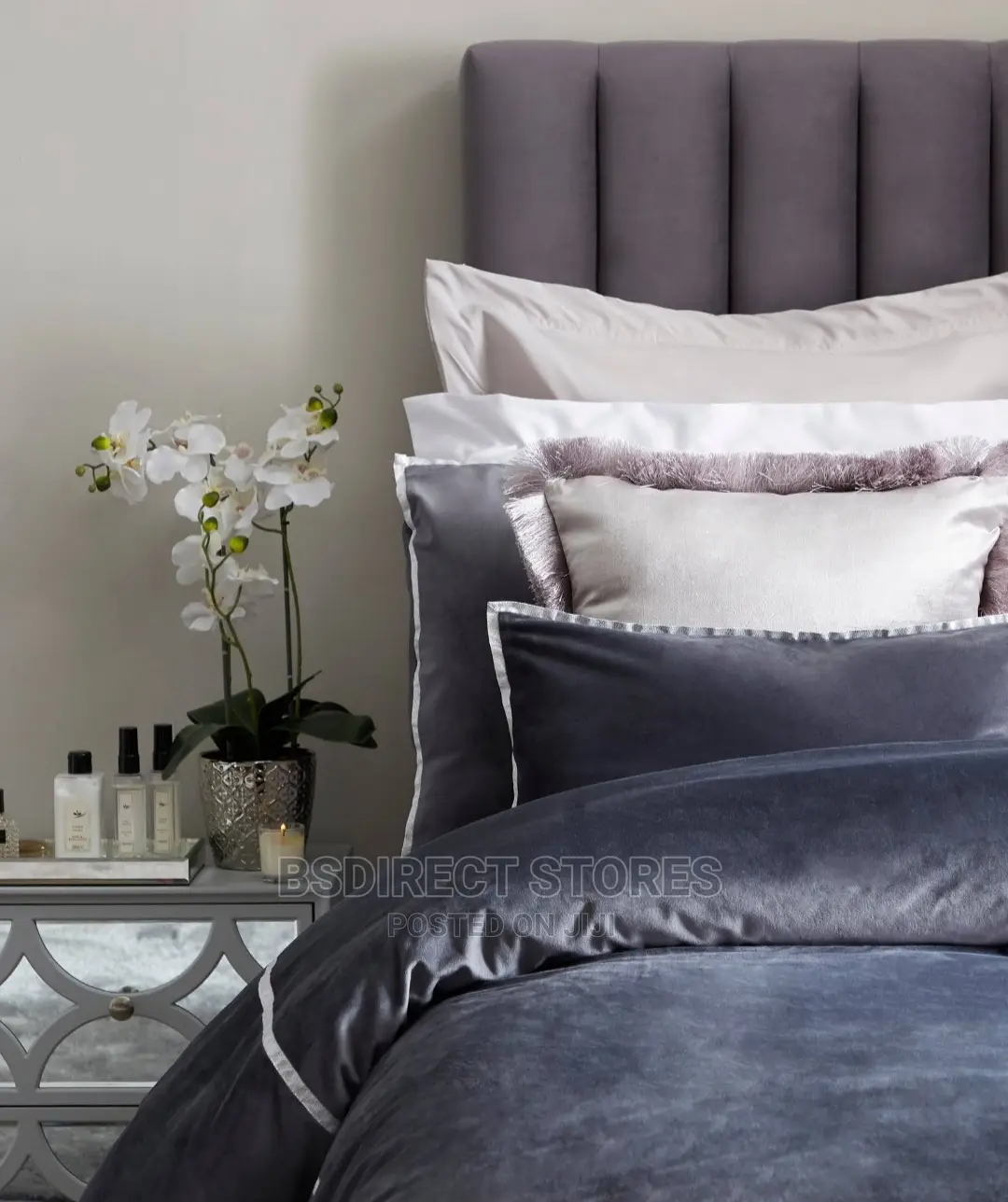 Dunelm Arianna Velvet Grey Duvet Cover and 2 Pillowcase Set