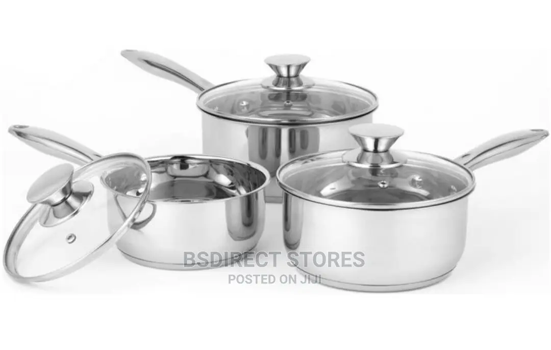 Russell Hobbs 3 Piece Easy Strain Saucepans With Lip Lids