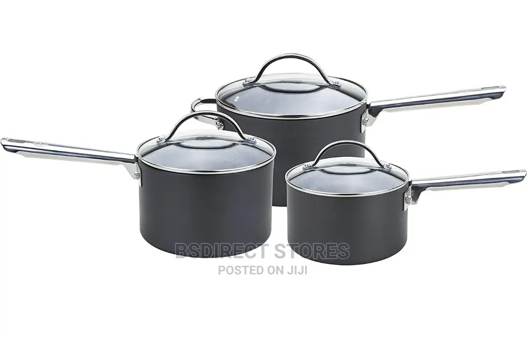 ANOLON 3 Piece Professional Hard Anodised Aluminium Lids Pan