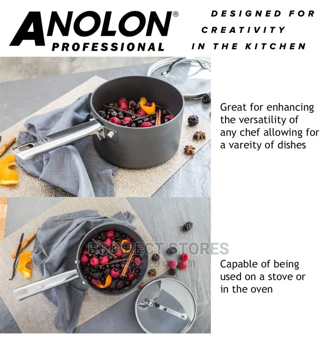 ANOLON 3 Piece Professional Hard Anodised Aluminium Lids Pan