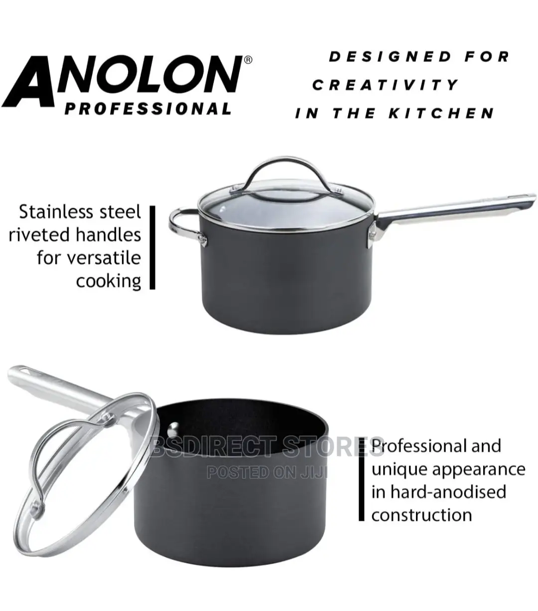 ANOLON 3 Piece Professional Hard Anodised Aluminium Lids Pan