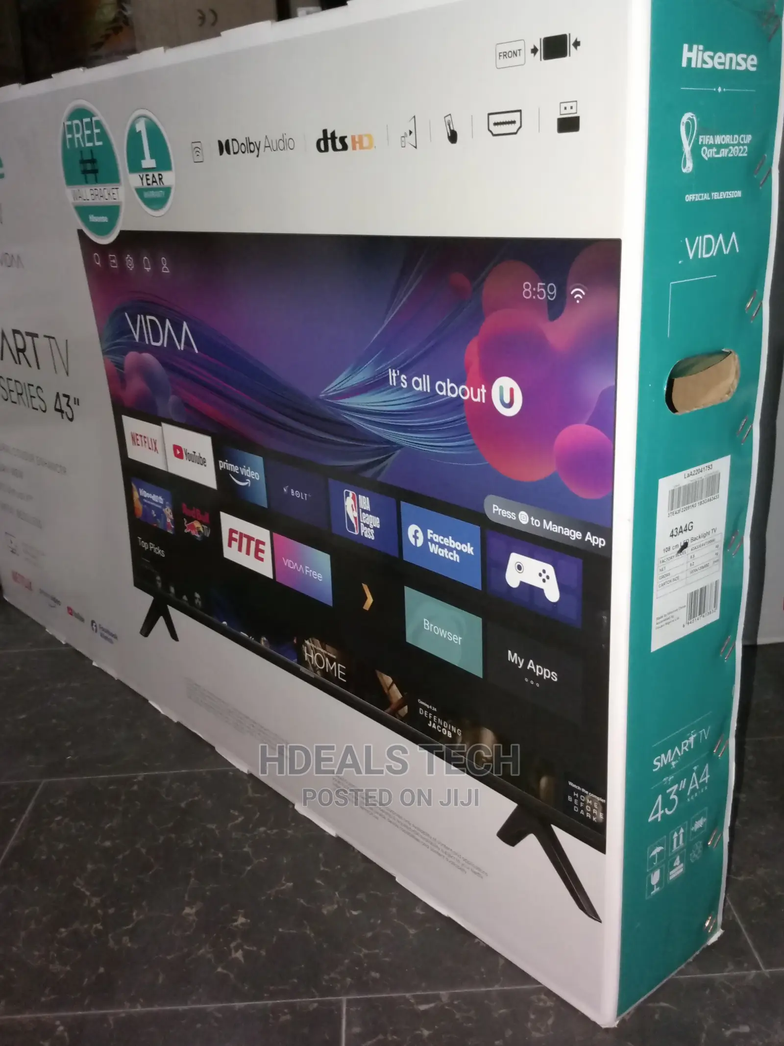 43" Hisense Smart TV, A4 Series.