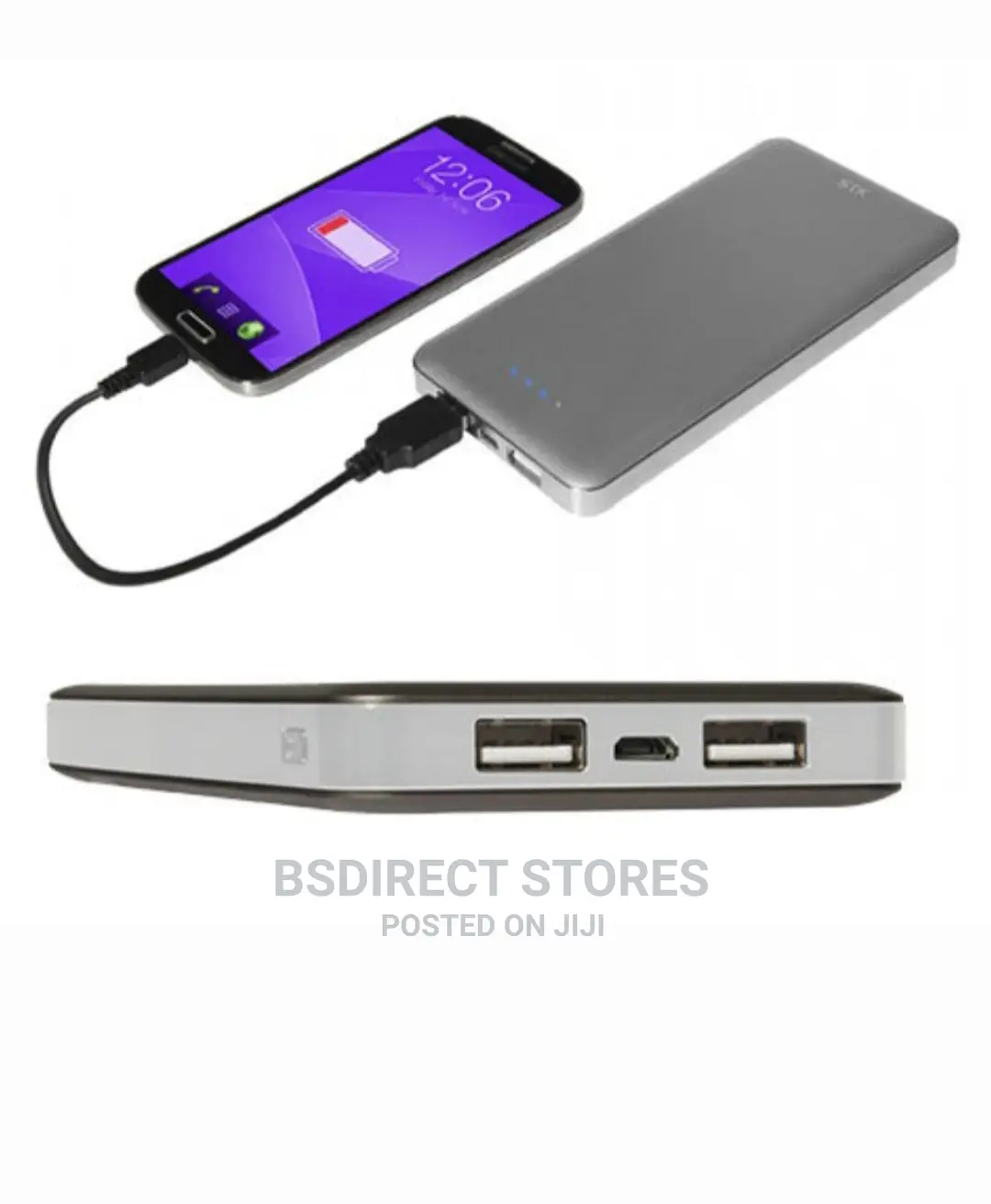 STK Universal Power Bank Dual USB 12000mah - Cool Grey