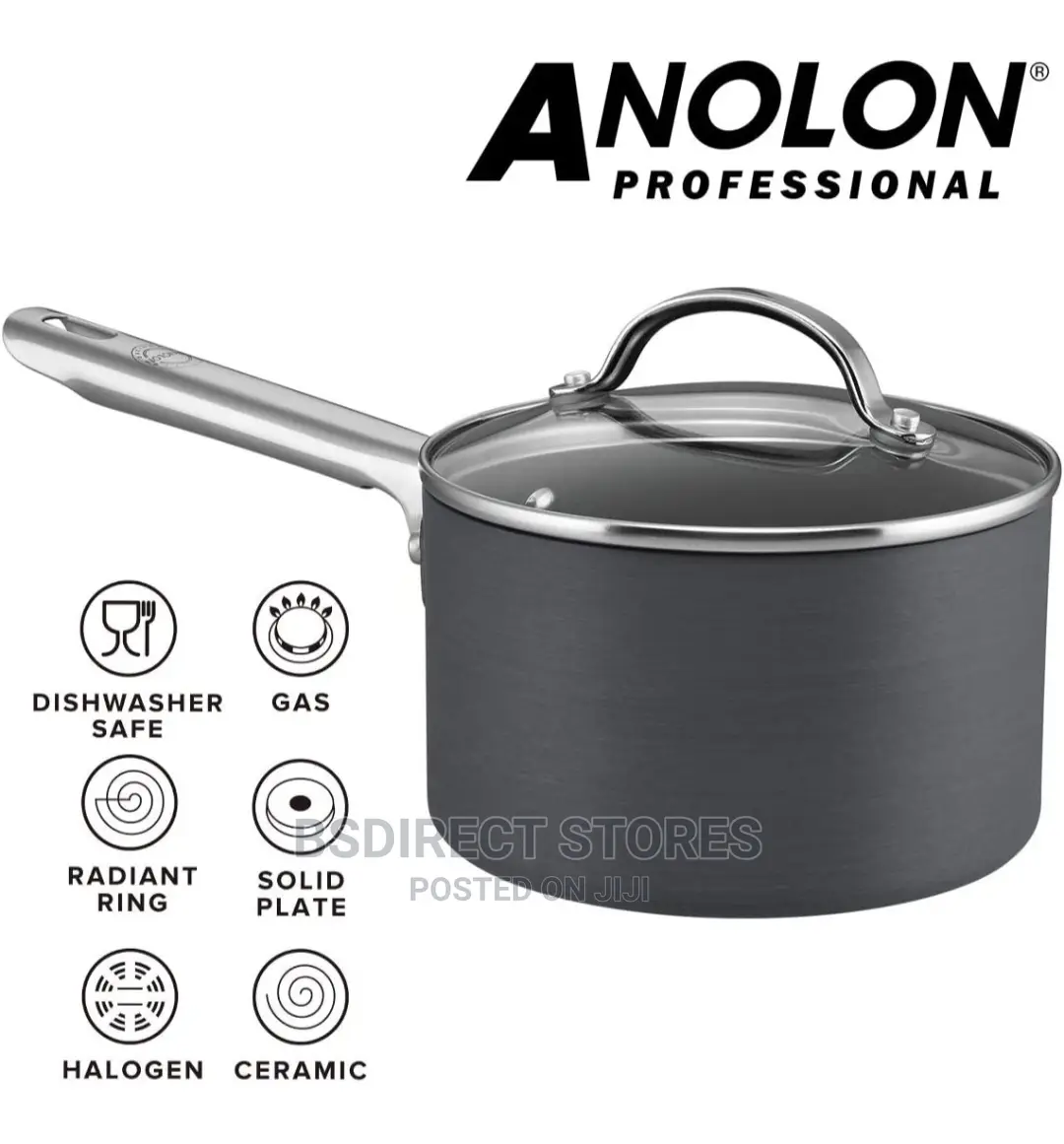 ANOLON 3 Piece Professional Hard Anodised Aluminium Lids Pan