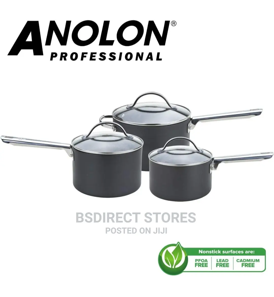 ANOLON 3 Piece Professional Hard Anodised Aluminium Lids Pan