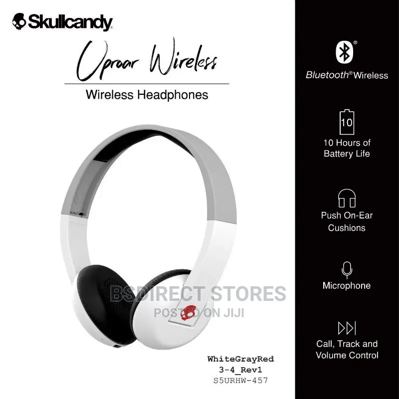 Skullcandy Uproar Wireless on-Ear Headphone With Mic (White)