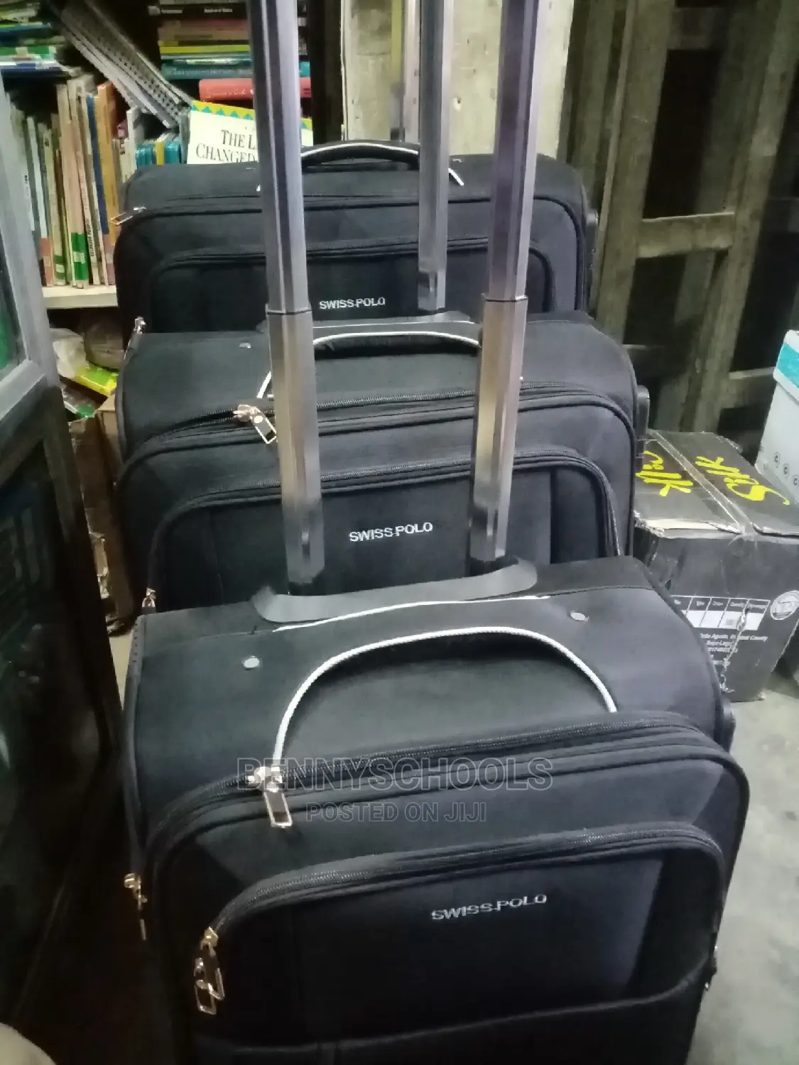 Set of 3 Black Swiss Polo Traveling Luggage Boxes