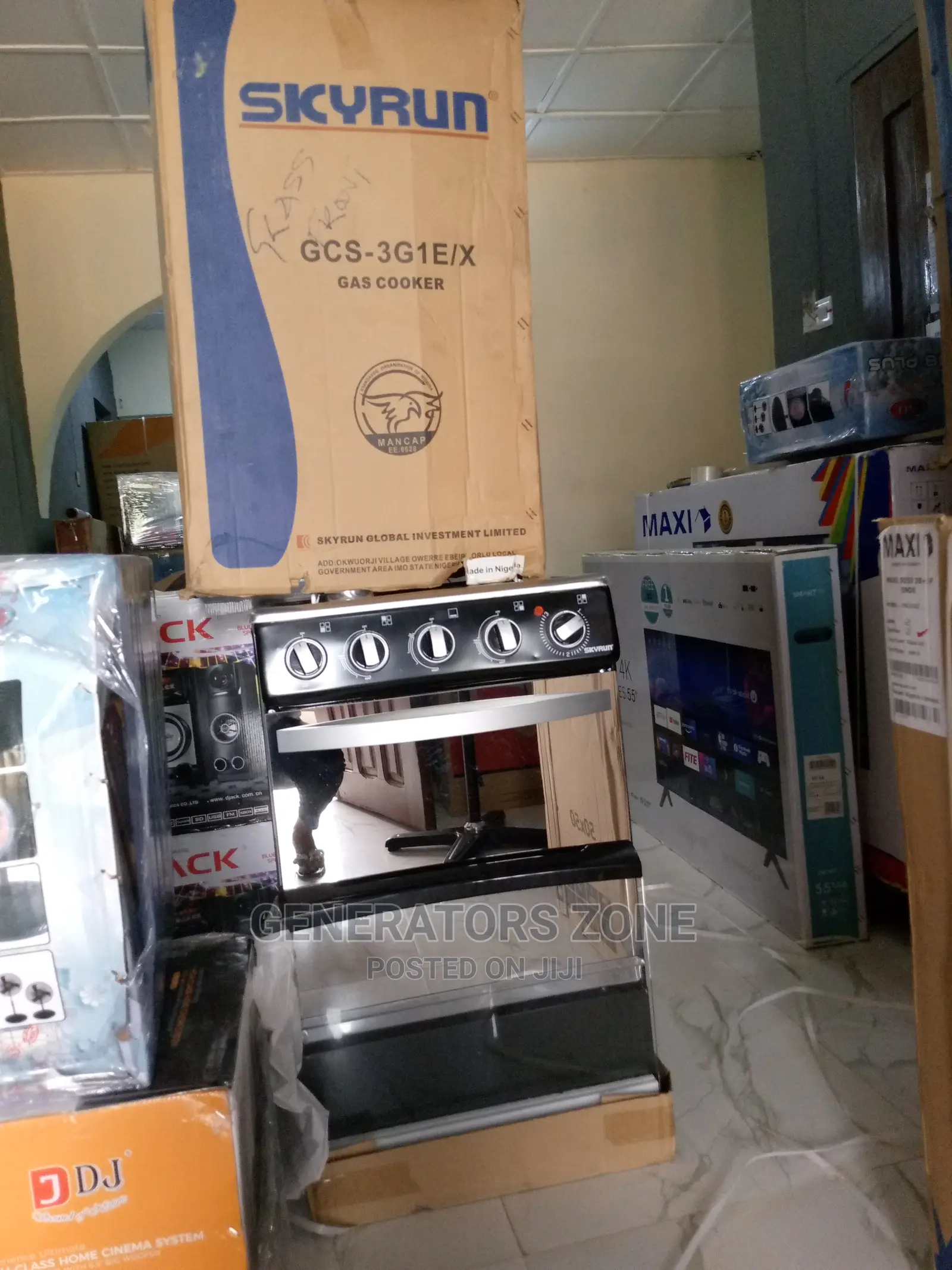 1 Electric Hot Plate, 3 Gas Cooker Skyrun GCS-3g1e/X Cooker