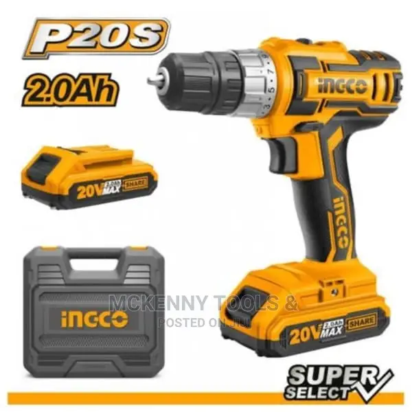 Cordless Drill 20v With Two Batteries and Fast Charger
