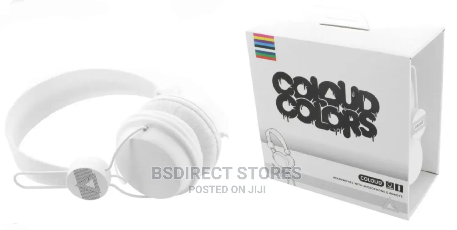 Coloud Colors White Headphones on-Ear. Inline Mic Remote