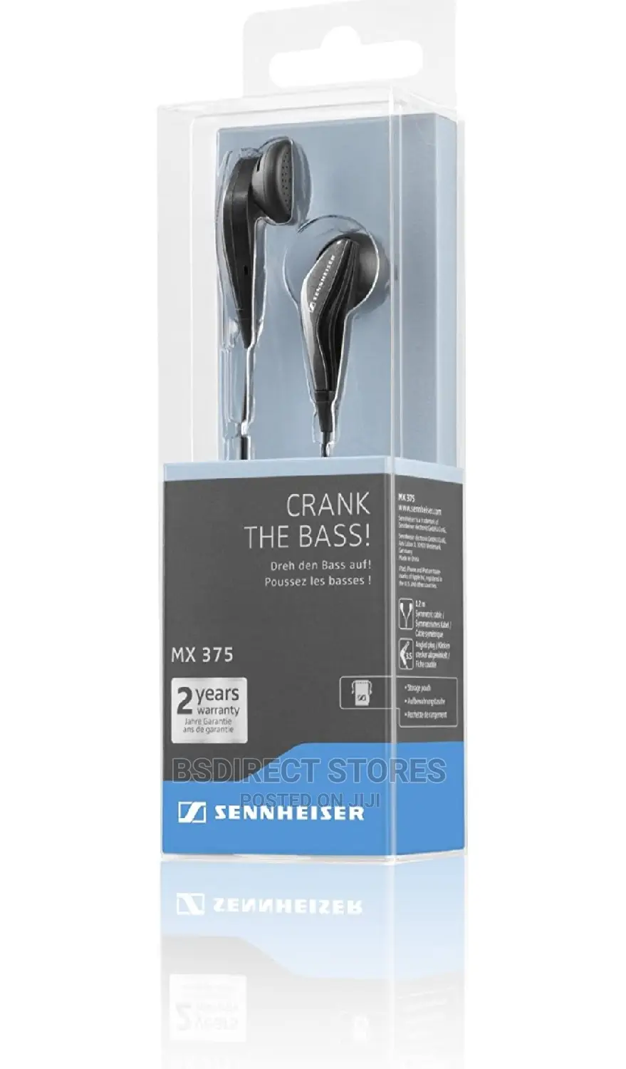 Sennheiser MX 375 in-Ear Noise Cancelling Headphones -Black