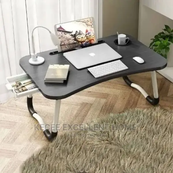 Laptop Breakfast Table With Foldable Legs - Black