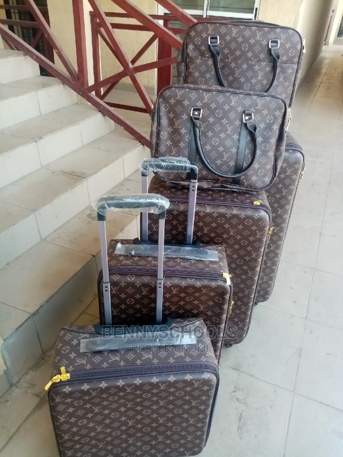 Set of 6 Imported Luis Vuitton Leather Traveling Luggage Box