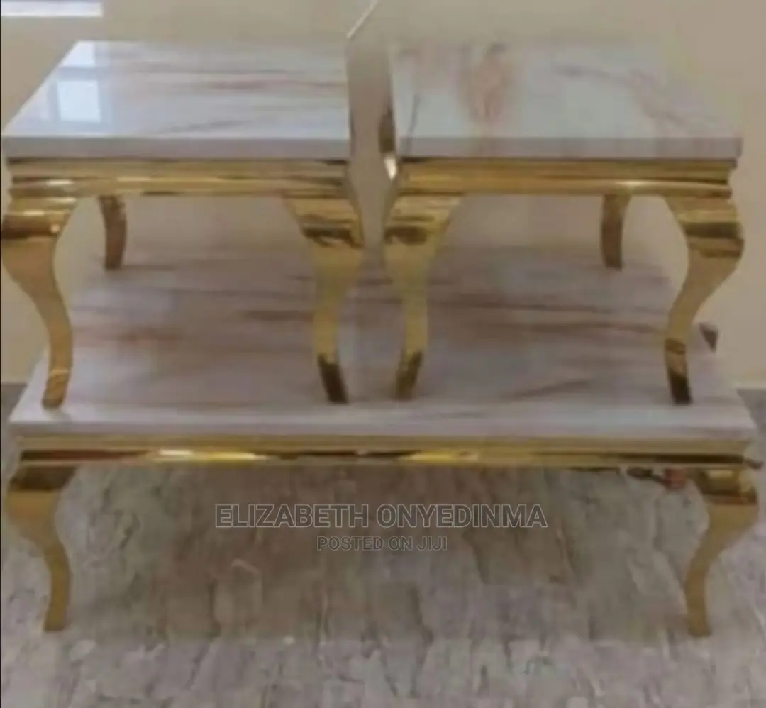 Marble Center Table With 2 Side Stools