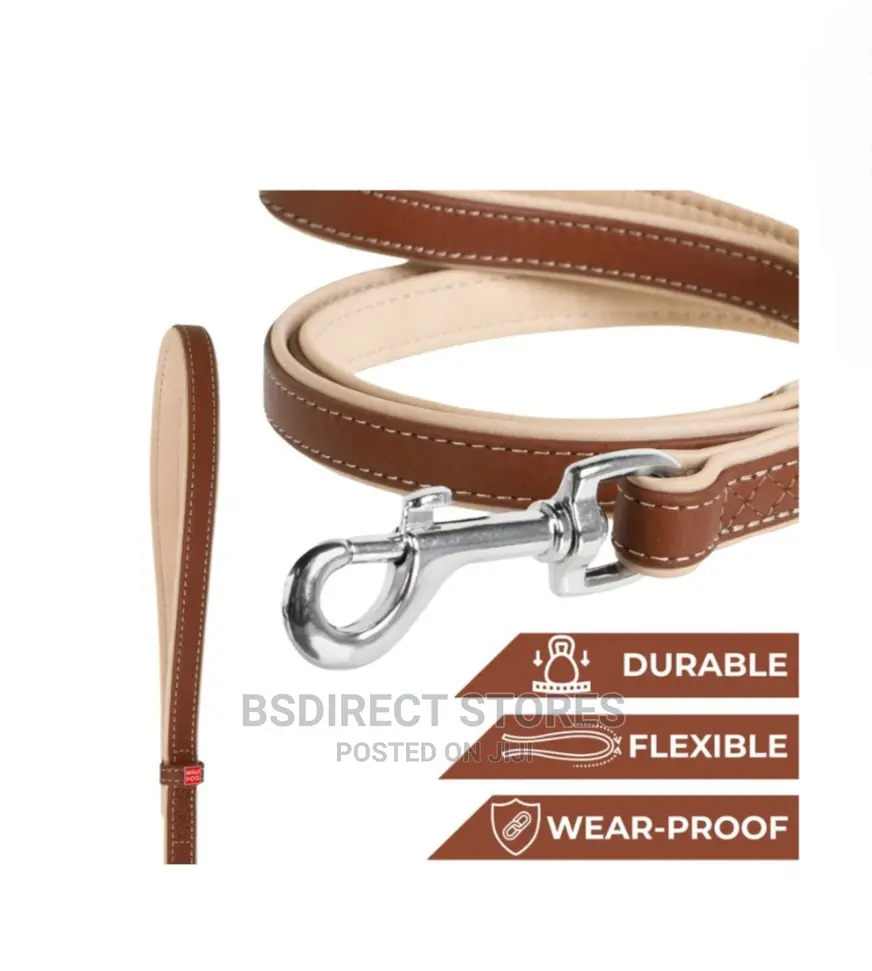 CC Collar Soft Leather Lead, Brown (W-18mm, L-122cm) Medium