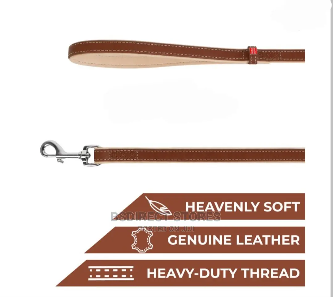 CC Collar Soft Leather Lead, Brown (W-18mm, L-122cm) Medium