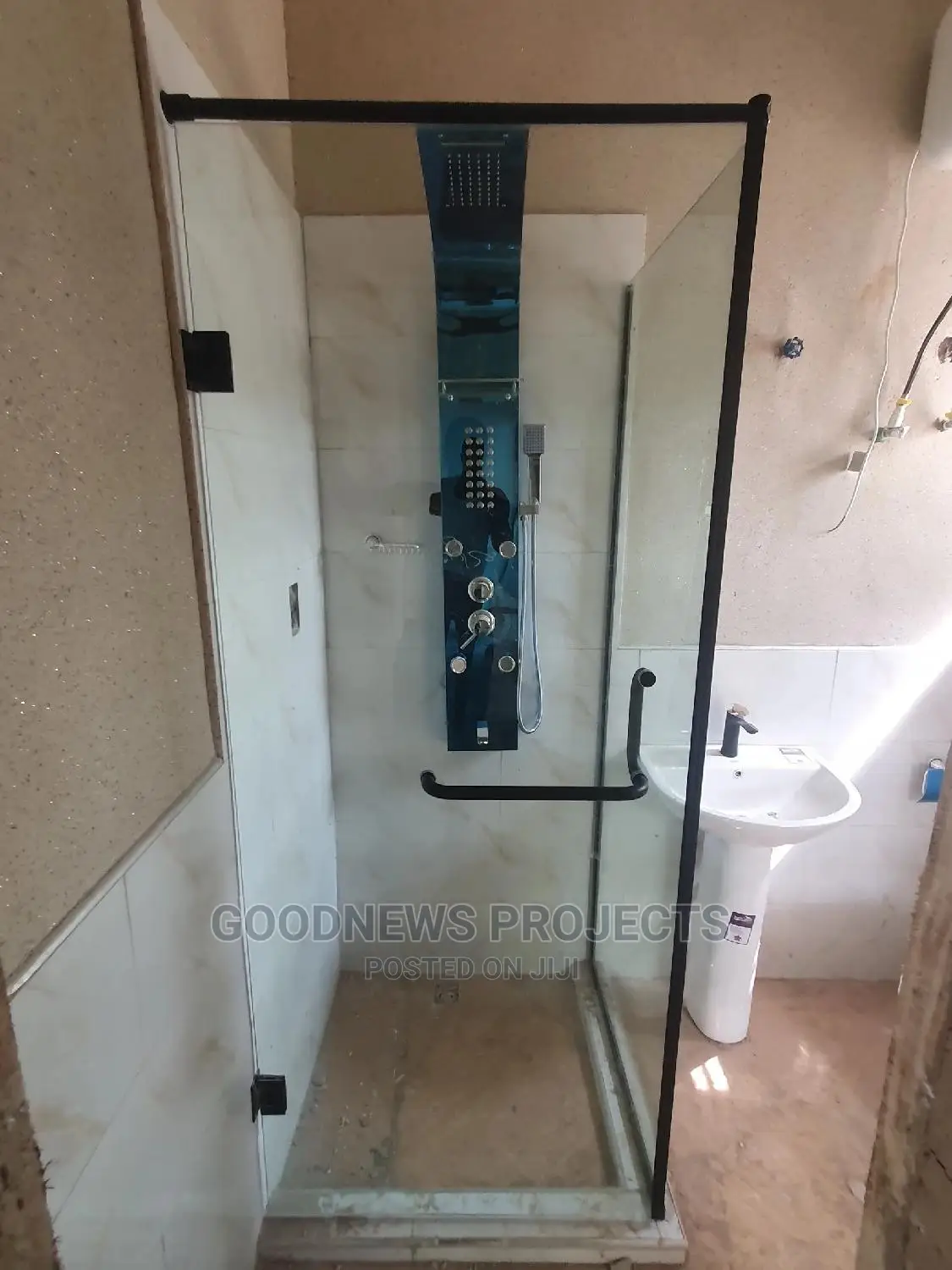 Shower Cubicle With Black Accessories