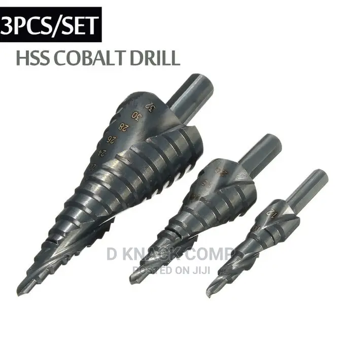Metal Drill Bit Set For Triangular Cone Holes, 3 Pieces