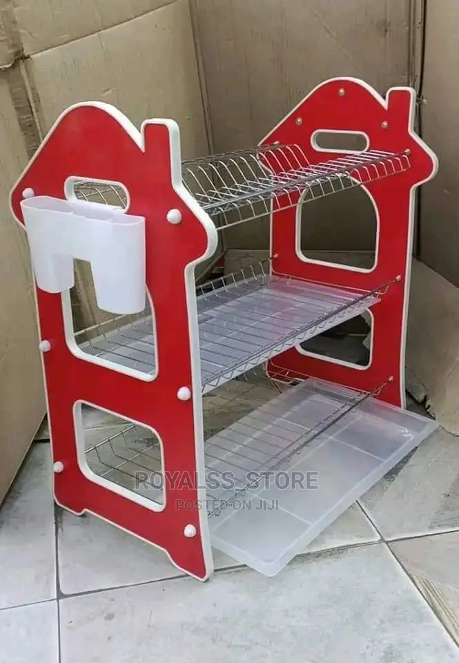 3 Tier a Shape Wooden/Stainless Dish Drainer Rack