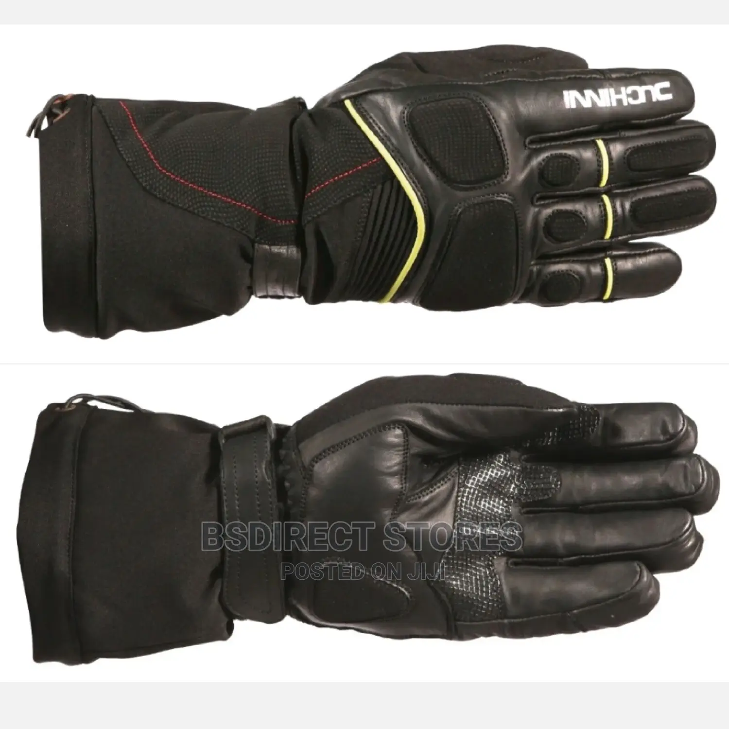 Duchinni Fairmont Black Leather Waterproof Motorbike Gloves.