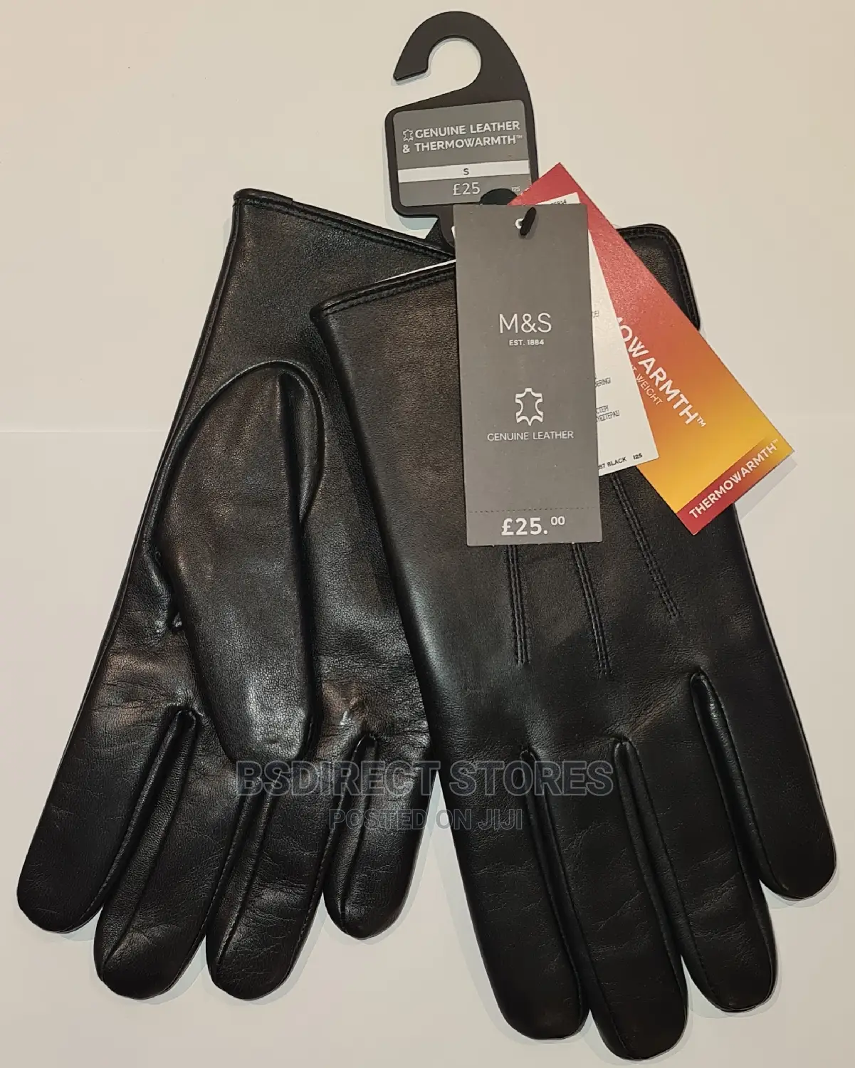 MARKS AND SPENCER Black Luxury Leather Gloves. Thermowarmth
