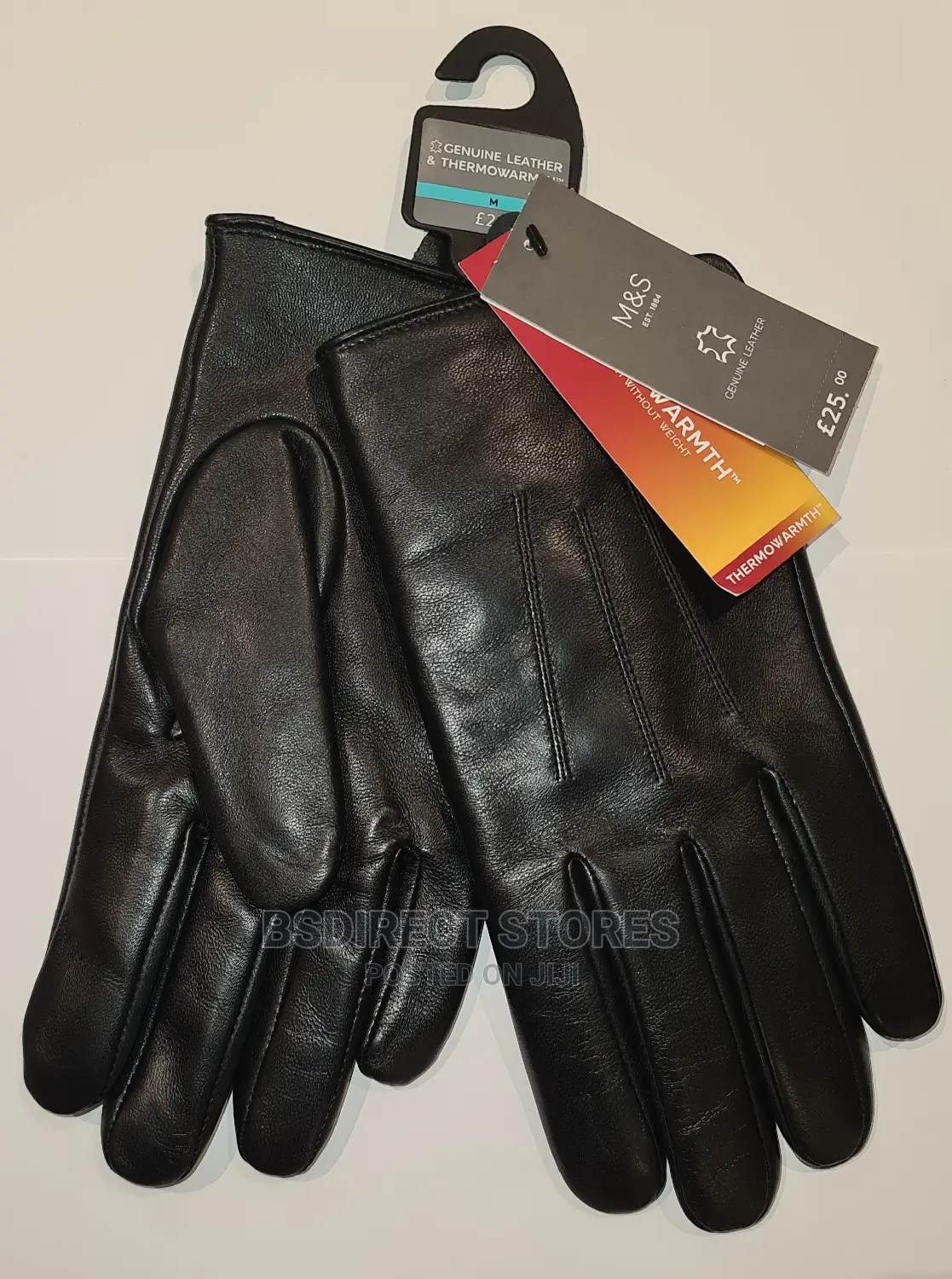 MARKS AND SPENCER Black Luxury Leather Gloves. Thermowarmth
