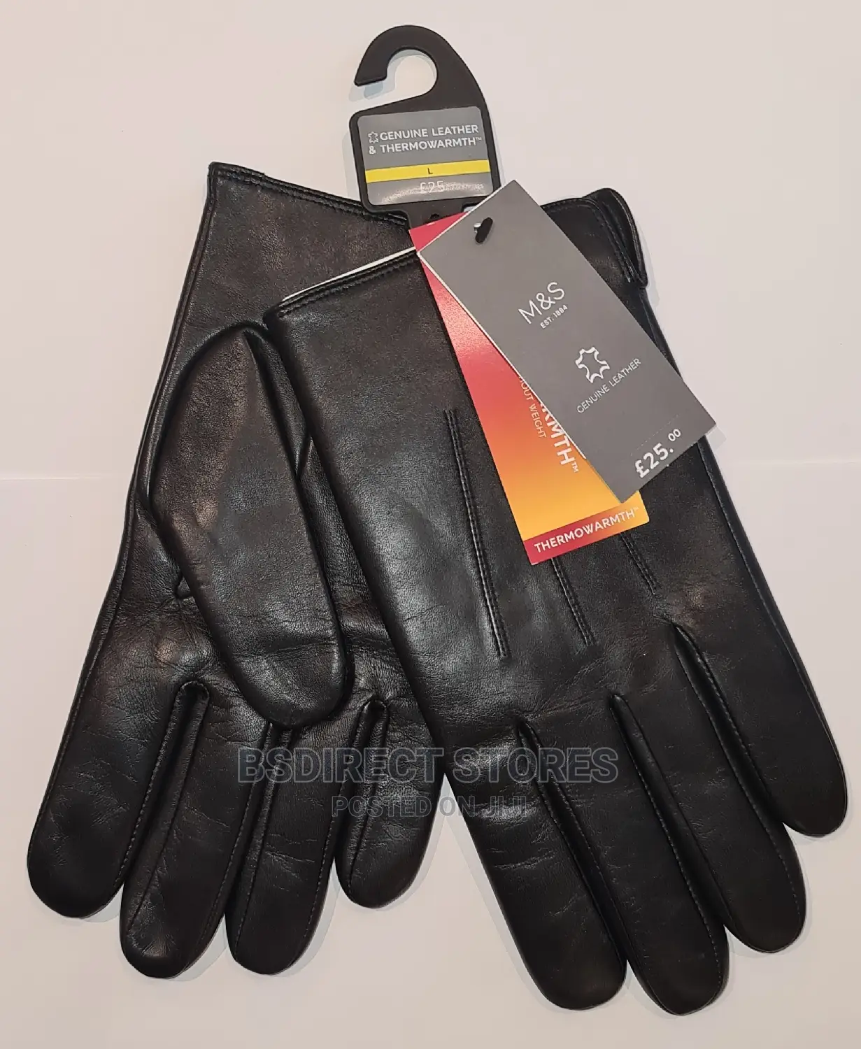 MARKS AND SPENCER Black Luxury Leather Gloves. Thermowarmth