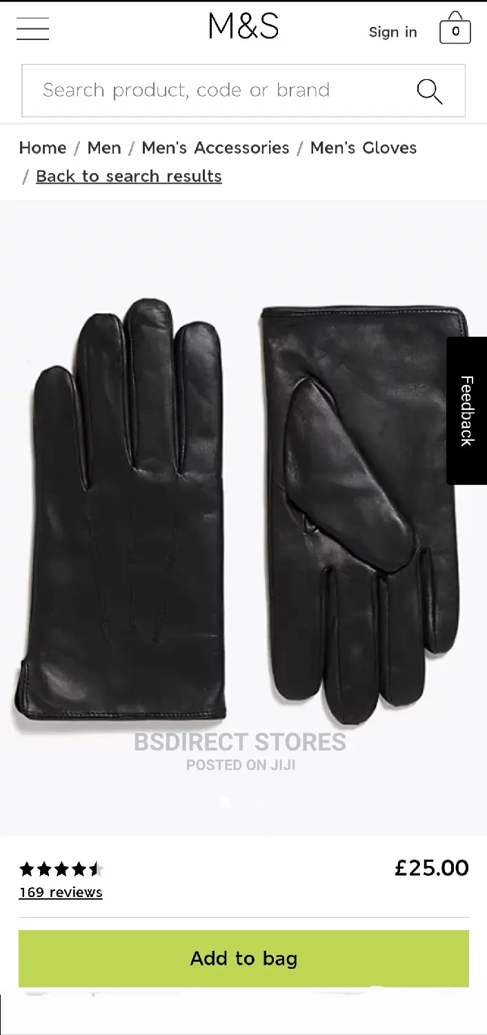 MARKS AND SPENCER Black Luxury Leather Gloves. Thermowarmth