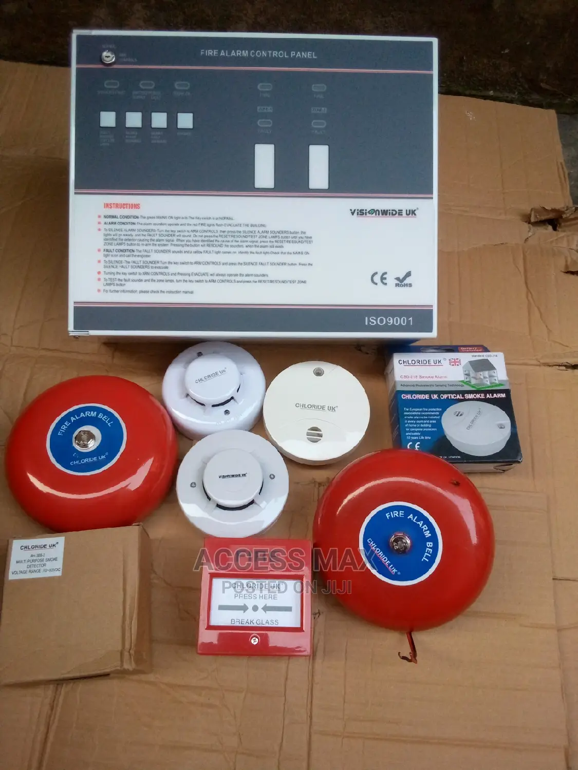 Fire Alarm System Panel Smoke Detector Break Glass