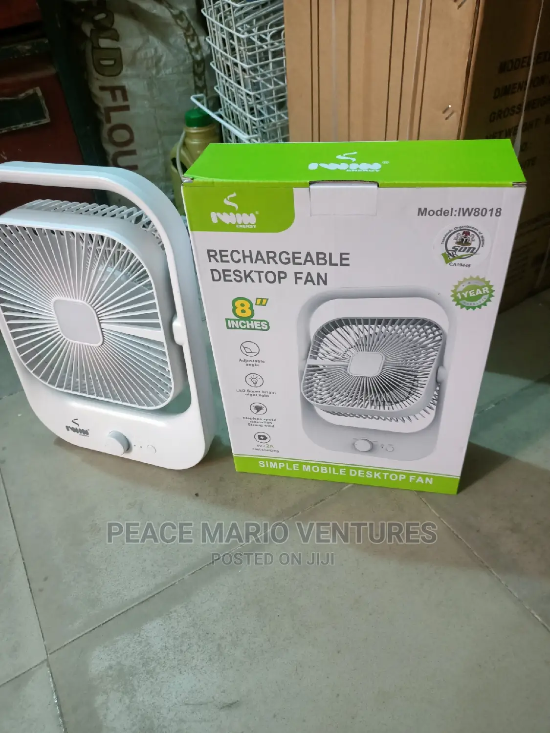 Original Iwin Energy Rechargeable Desktop Fan 8inches