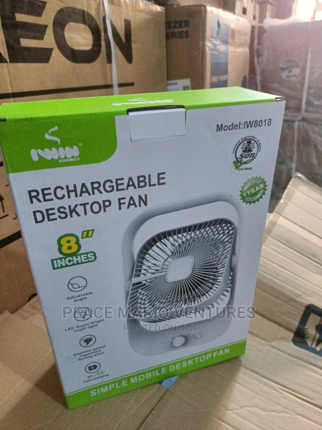 Original Iwin Energy Rechargeable Desktop Fan 8inches