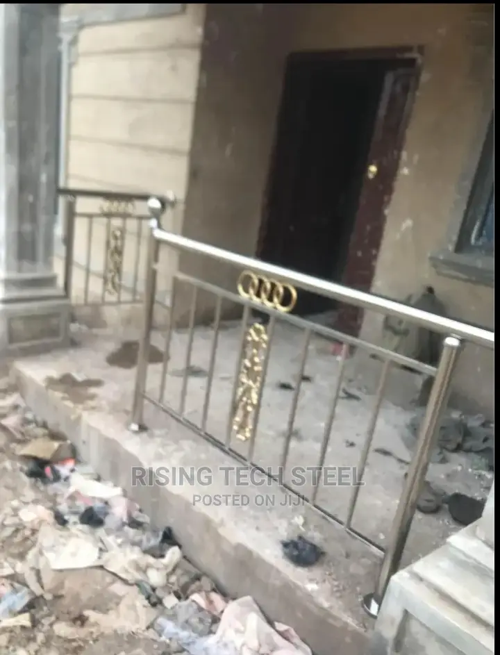 Stainless Handrail With Gold Flowers 304pipes