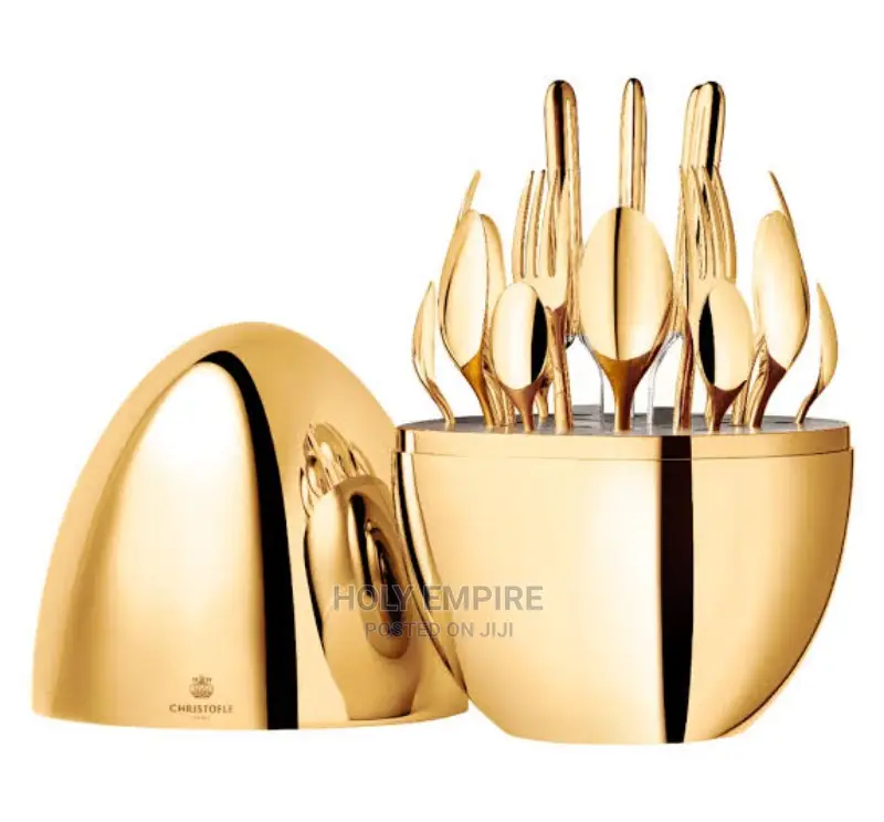 24-Piece Flatware Set for 6 People in 24-Carat Gold Gilded