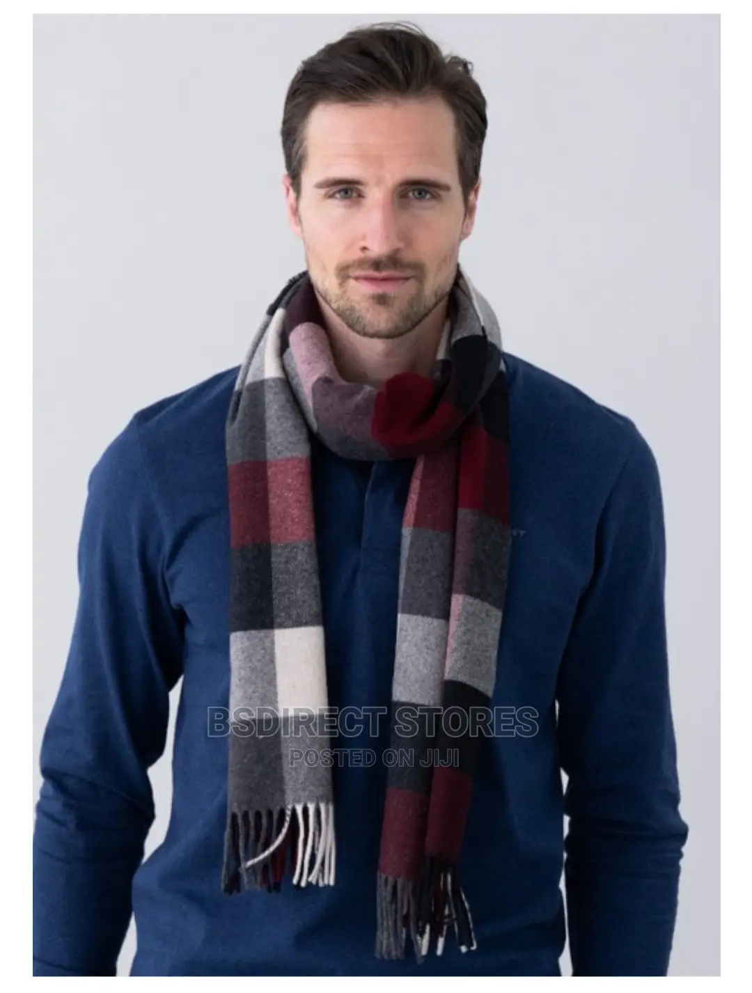 GENUINE GANT D2. Multi Check Wool Scarf Antracit Melange