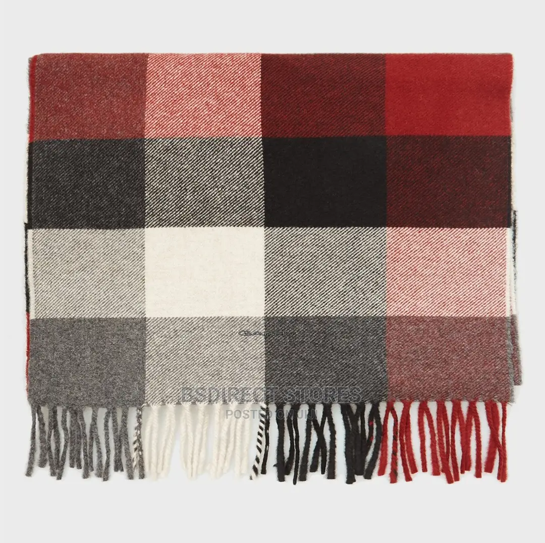 GENUINE GANT D2. Multi Check Wool Scarf Antracit Melange