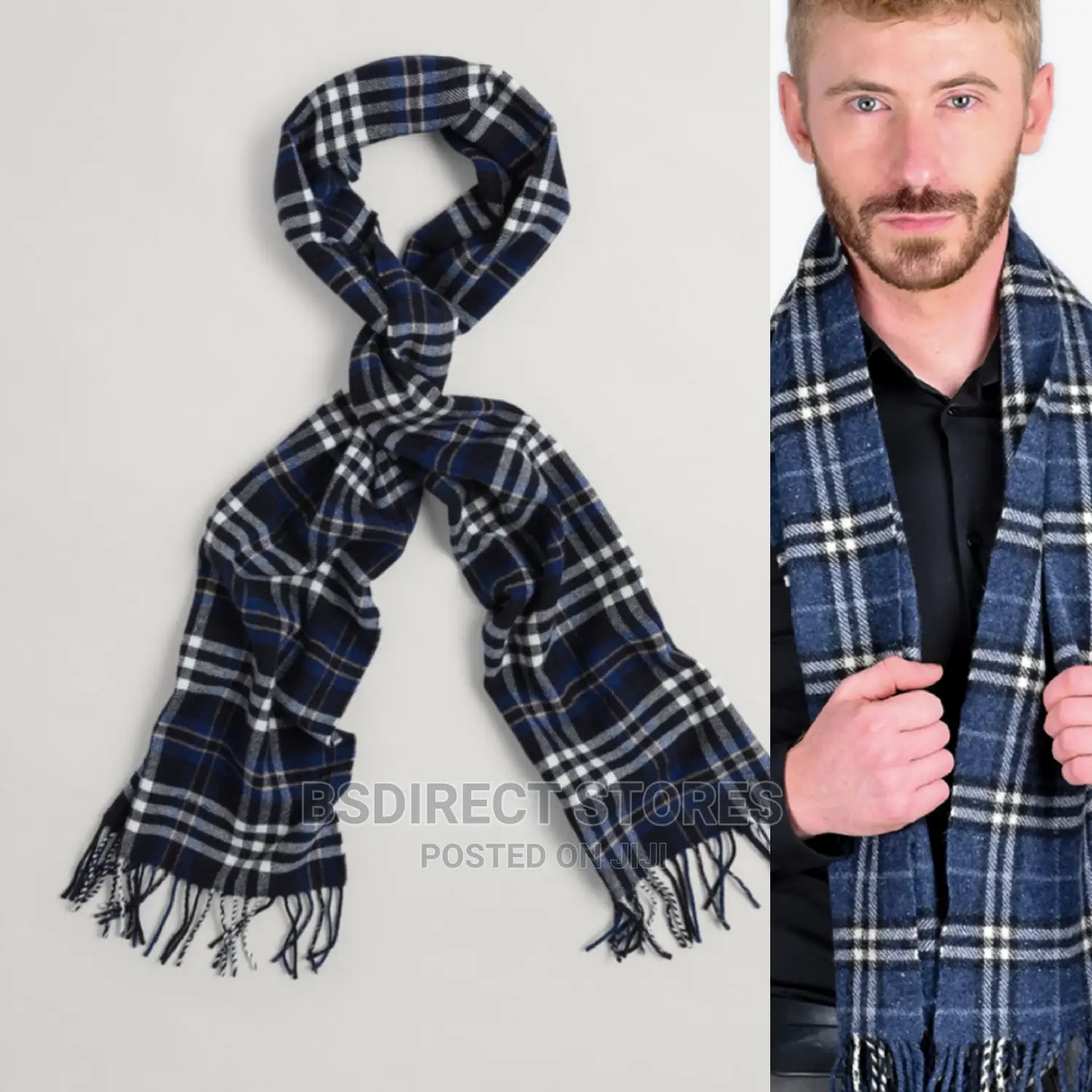 Genuine Gant Luxury Check Twill Scarf Evening Blue