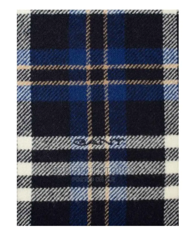 Genuine Gant Luxury Check Twill Scarf Evening Blue