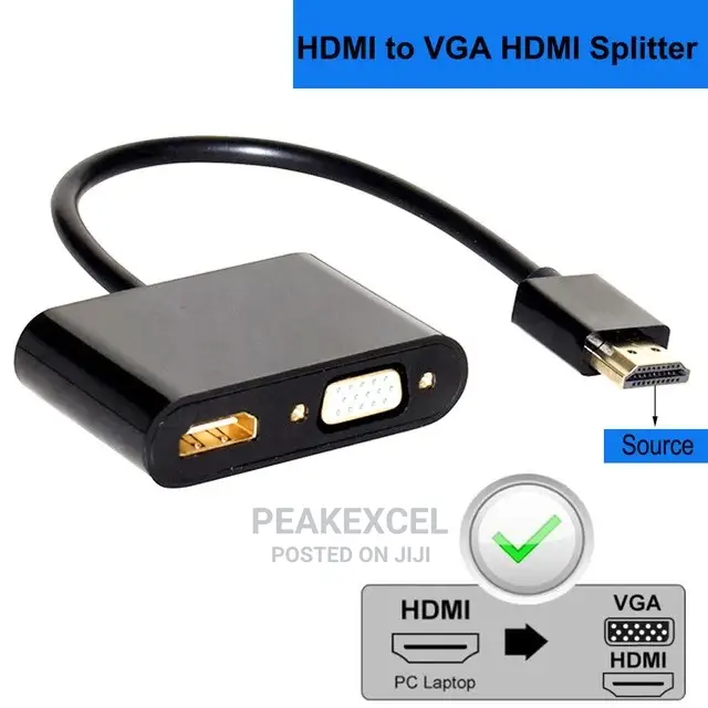 HDMI to VGA HDMI Adapter, HDMI to Dual HDMI VGA Splitter Con